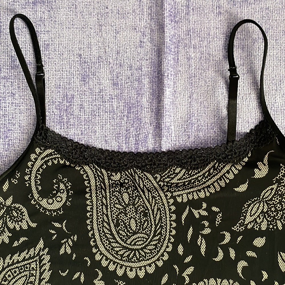 Jockey black nude paisley Lycra stretch camisole spaghetti strap silky soft sexy - Picture 3 of 12